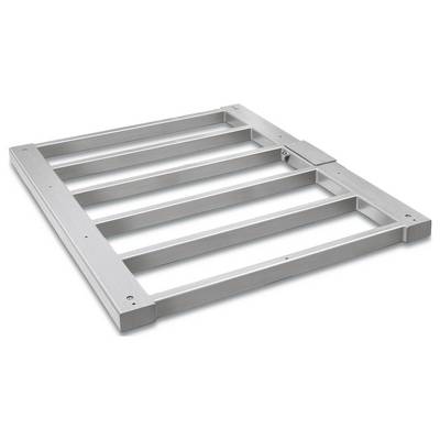 Un cadre rectangulaire en métal argenté avec plusieurs traverses parallèles. Adapté pour une utilisation dans des applications industrielles.