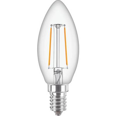 Une ampoule LED de forme bougie avec filaments apparents et culot à vis, idéale pour un éclairage élégant.