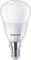 Une ampoule LED Philips. Économe en énergie et diffusant une lumière blanche chaude pour les luminaires domestiques. Culot à vis E14.