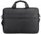 Un sac besace noir avec deux poignées en haut et une bandoulière, adapté pour transporter un ordinateur portable ou des documents.