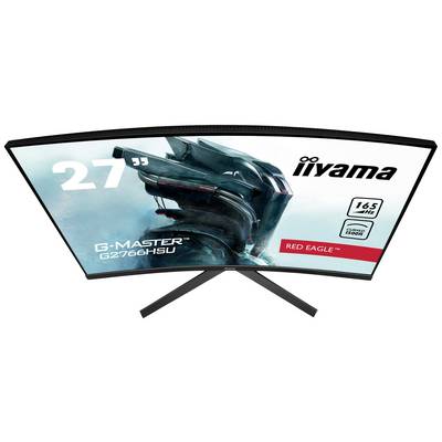 Un écran d'ordinateur incurvé d'iiyama affiche une image de robot futuriste. Modèle : G-Master G2766HSU, 27 pouces, 165 Hz.