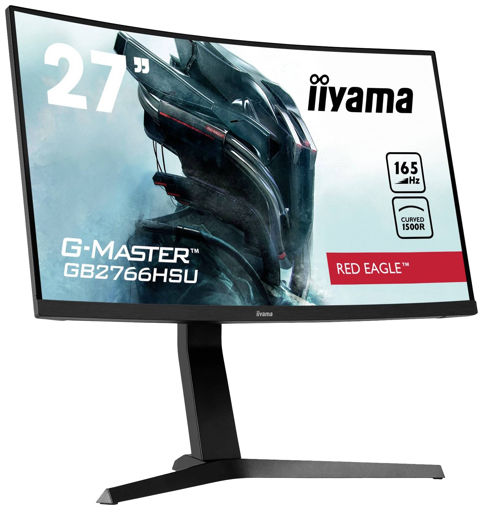 Un moniteur gaming incurvé iiyama de 27 pouces, modèle G-Master GB2766HSU Red Eagle, avec un taux de rafraîchissement de 165 Hz.