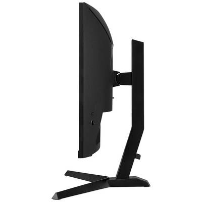Un écran plat en vue latérale sur un support stable.