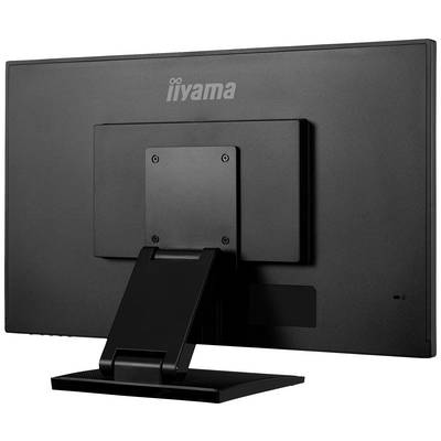 Un moniteur d'ordinateur noir, vue de dos, avec un socle rectangulaire et un design simple. Marque 'iiyama' visible en haut.
