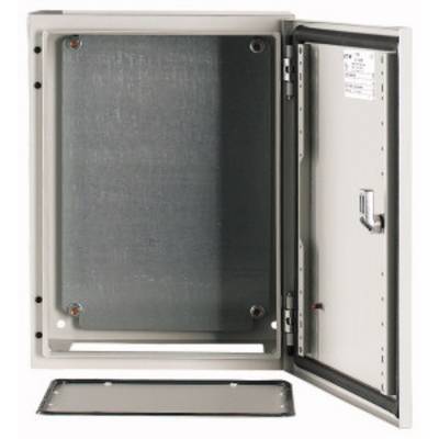 Boîte métallique avec porte ouverte, montrant son intérieur. Adaptée au rangement sécurisé ou aux installations électroniques.