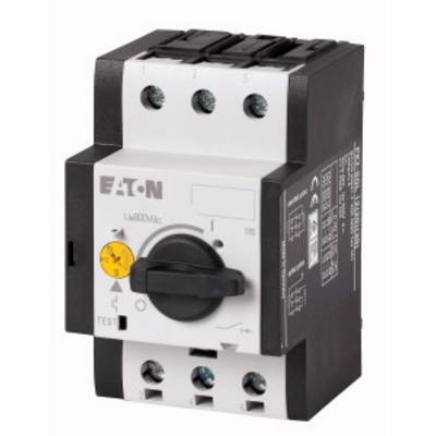 Un interrupteur de protection moteur noir et blanc d'Eaton avec un bouton de commande jaune, adapté à la protection des moteurs électriques.