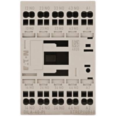 Un contacteur Eaton à plusieurs bornes, identifié par des combinaisons de chiffres et de lettres. Modèle : DILA-40-P1.