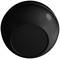 Objet noir rond avec un motif strié au centre.