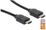 Câble HDMI haute vitesse Manhattan certifié avec canal Ethernet 4K@60Hz HEC arc 3D 18 Gbits/s bande passante fiche HDMI vers fiche HDMI blindée noire 1,8 m