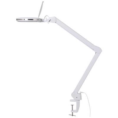 Lampe loupe réglable avec pince, adaptée aux travaux de précision ou à l'inspection détaillée.