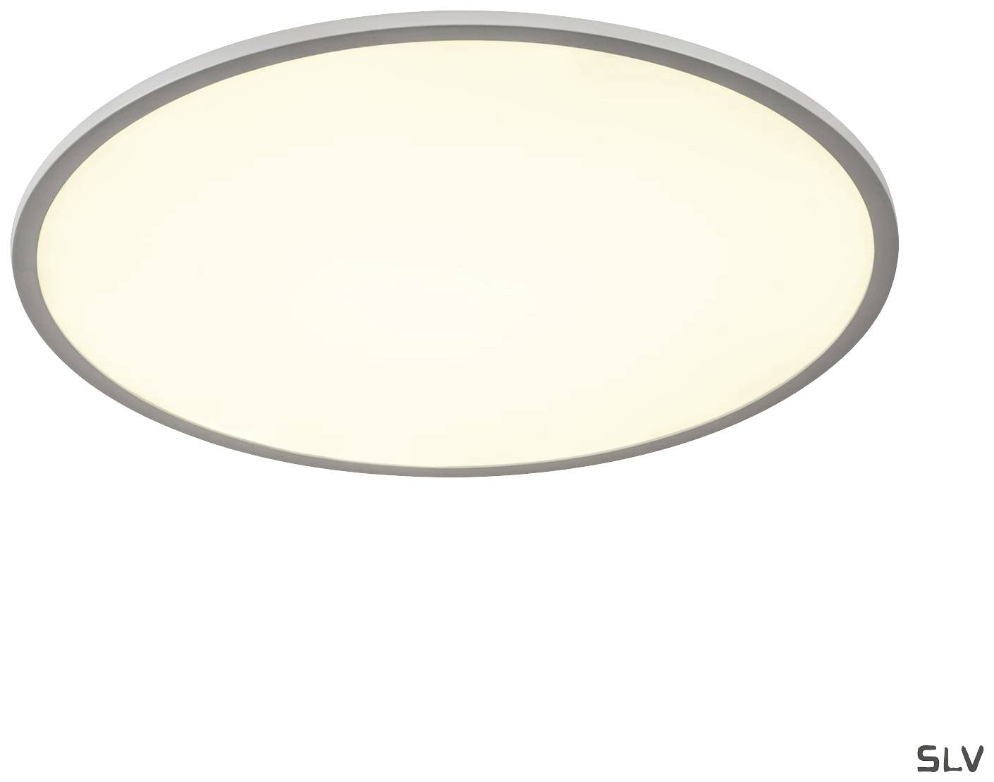 Plafonnier LED rond et plat, émettant une lumière claire et uniforme, adapté aux espaces intérieurs modernes.
