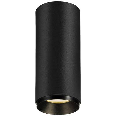 Lampe cylindrique noire dirigée vers le bas. Idéale pour un montage mural offrant un éclairage directionnel.