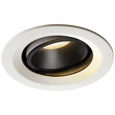 Spot encastrable avec boîtier noir et bordure blanche ; design moderne pour l'éclairage intérieur.
