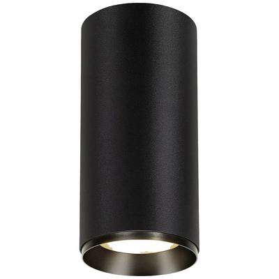 Une lampe murale noire cylindrique à éclairage vers le bas, adaptée aux espaces intérieurs modernes.