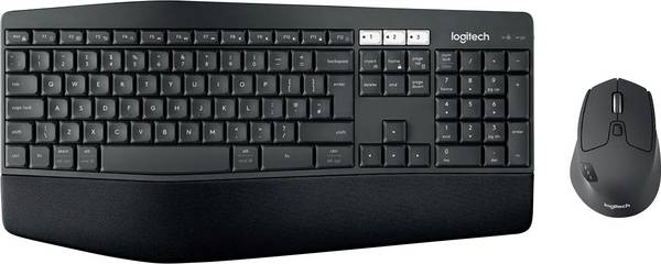 Logitech MK850 Performance sans fil Kit souris + clavier suisse, Qwertz noir Easy Switch 3 appareils, repose-poignet, boutons de souris, ergonomique, molette intégrée