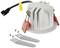 Spot encastrable avec câble et vis pour montage au plafond, ailettes de refroidissement blanches et bornes oranges, adapté pour l'éclairage intérieur.