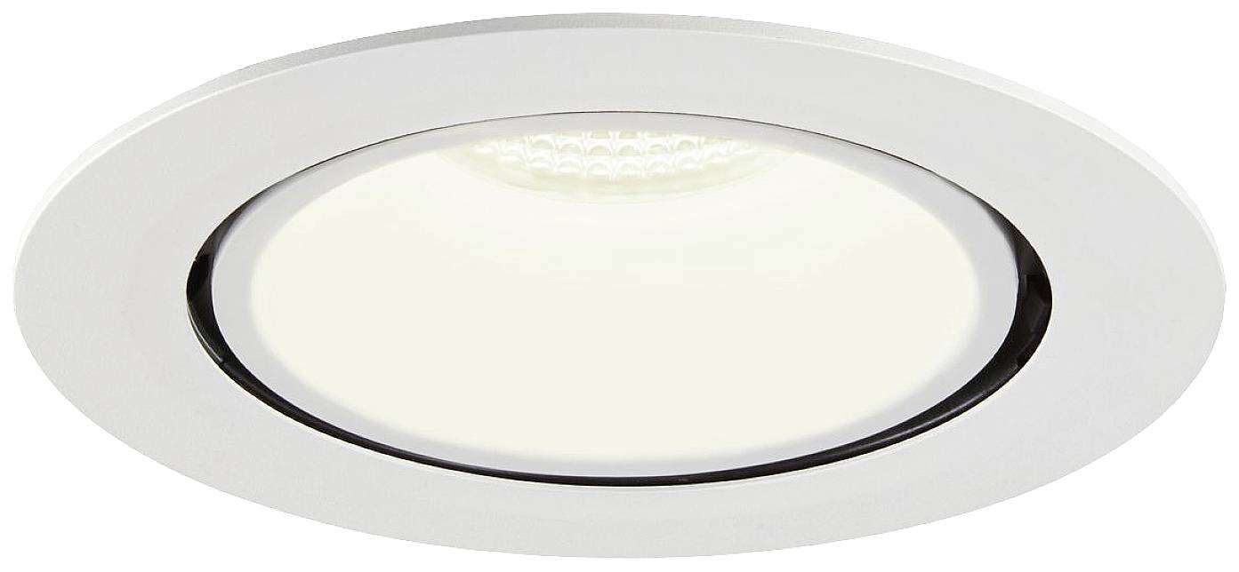 Un module d'éclairage encastré au plafond LED rond, blanc, à l'aspect simple et moderne, adapté aux espaces intérieurs.