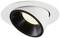 Plafonnier blanc avec bordure noire, design rond et source lumineuse LED.