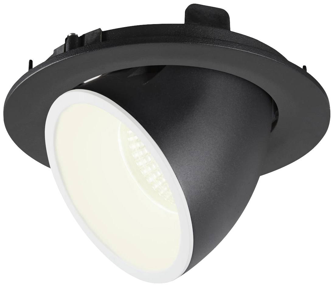 Spot encastrable de plafond LED noir, rond, avec angle d'éclairage réglable. Solution d'éclairage économe en énergie pour espaces intérieurs.