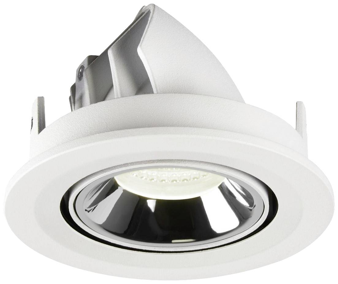 Spot encastrable à cadre rond blanc et spot LED orientable. Idéal pour un éclairage ciblé à l'intérieur.