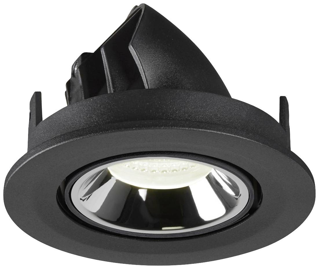 Spot encastrable LED noir à fixation ronde et tête orientable, adapté pour un éclairage ciblé en intérieur.