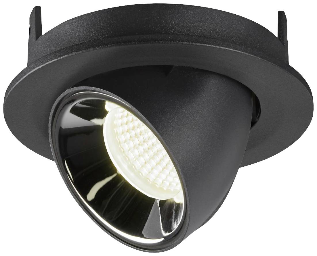Projecteur LED noir orientable, idéal pour un éclairage ciblé dans des espaces intérieurs contemporains.