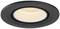 Spot encastrable rond noir avec LED lumineuse, adapté à l'éclairage intérieur.