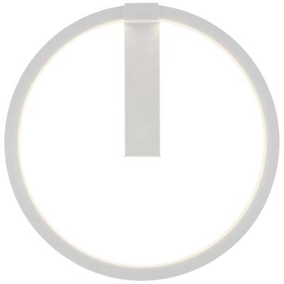 Un anneau LED circulaire et lumineux avec un élément rectangulaire vertical pendant au centre.