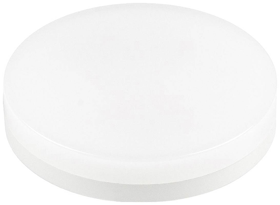 Disque blanc rond en plastique, lisse et plat, sur un fond simple.