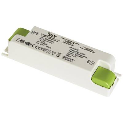 Voici la traduction en français :<br><br>'Pilote LED de SLV, numéro de modèle 1005969. Boîtier blanc avec des connexions vertes. Les spécifications techniques sont imprimées.'