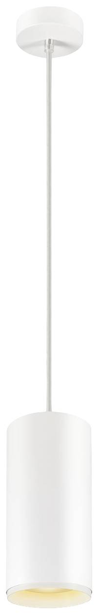 Suspension avec abat-jour cylindrique blanc. Apporte un éclairage moderne et minimaliste aux espaces.