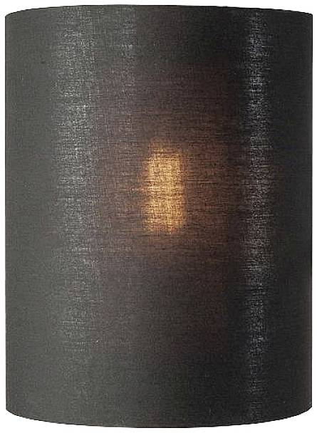Applique murale cylindrique noire avec une lueur chaude au centre, idéale pour les aménagements intérieurs modernes.
