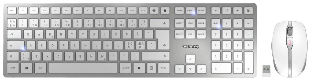 CHERRY JD-9100PN-1 sans fil, radio Kit souris + clavier scandinave blanc