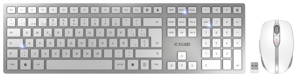 CHERRY JD-9100ES-1 sans fil, radio Kit souris + clavier espagnol, QWERTY blanc