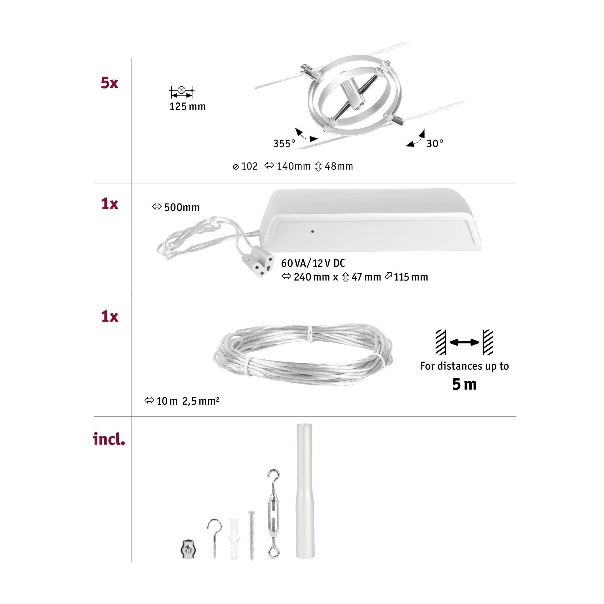 Paulmann 94490 Système de base pour éclairage sur câble GU5.3 chrome (mat)-7