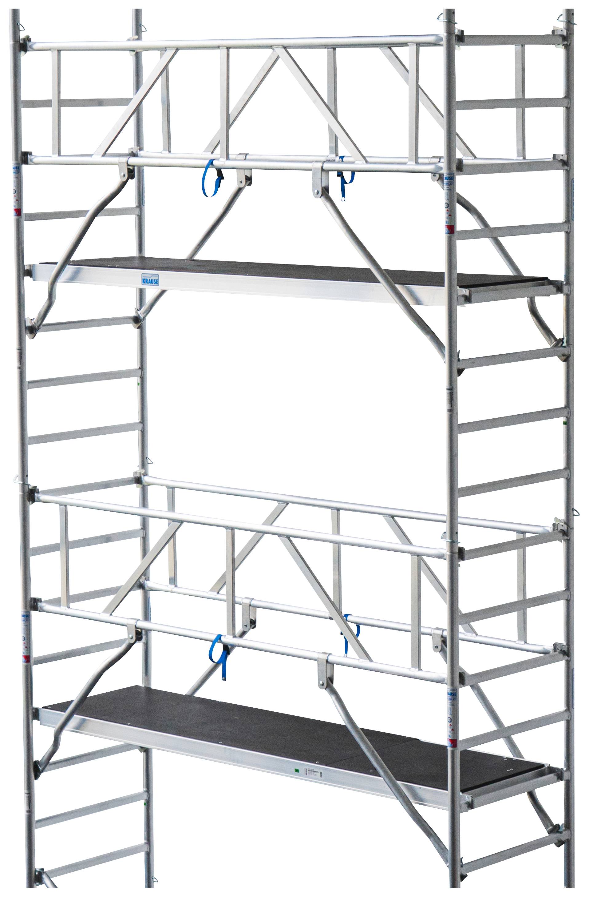 Échafaudage avec deux plates-formes. Idéal pour les travaux de construction ou de réparation en hauteur.