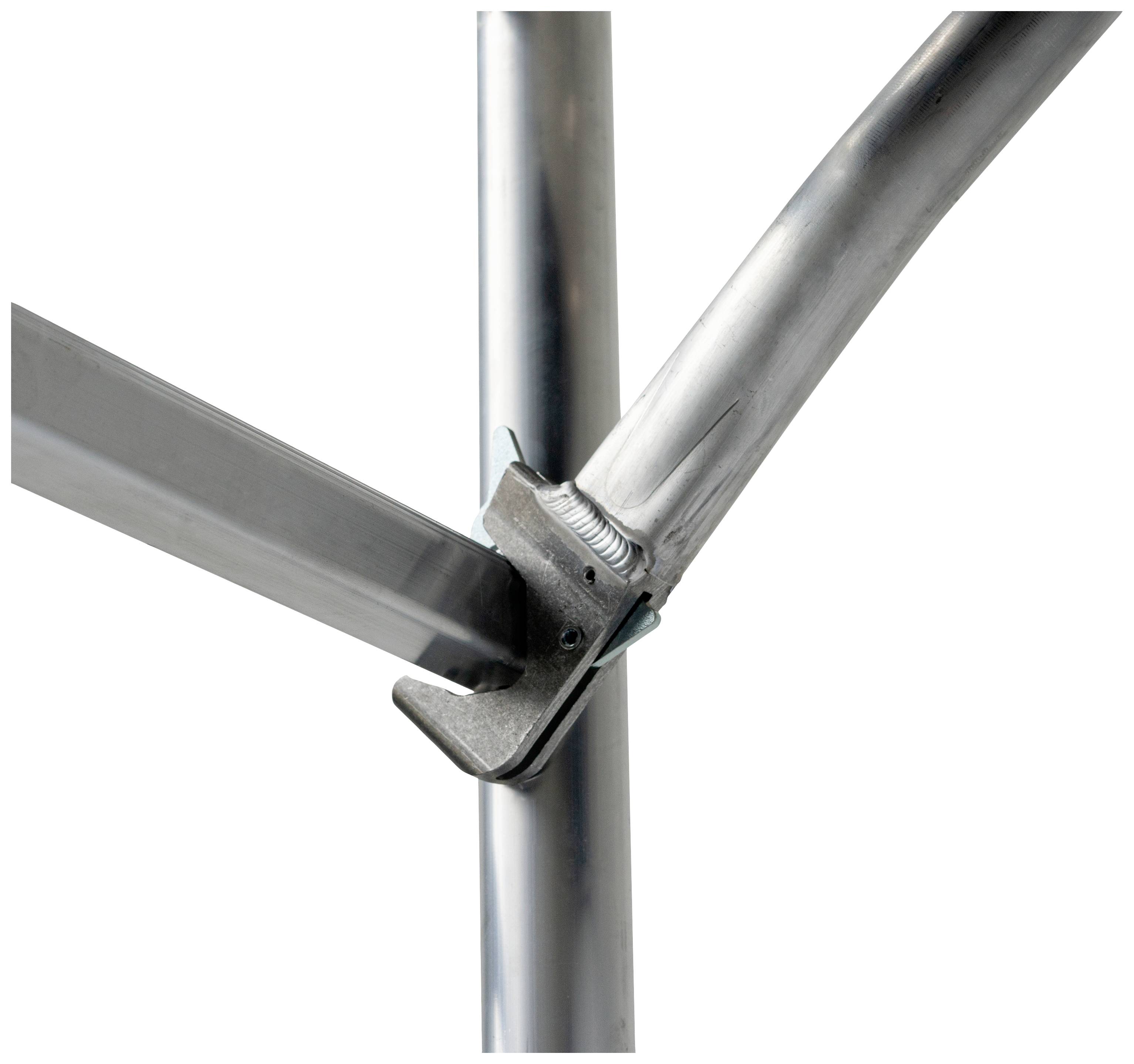 Liaison métallique avec des tubes soudés en forme de croix, suggérant stabilité et éléments de construction.