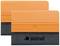 Deux raclettes orange avec un bord noir et l'inscription 'steinel', placées côte à côte sur un fond blanc.