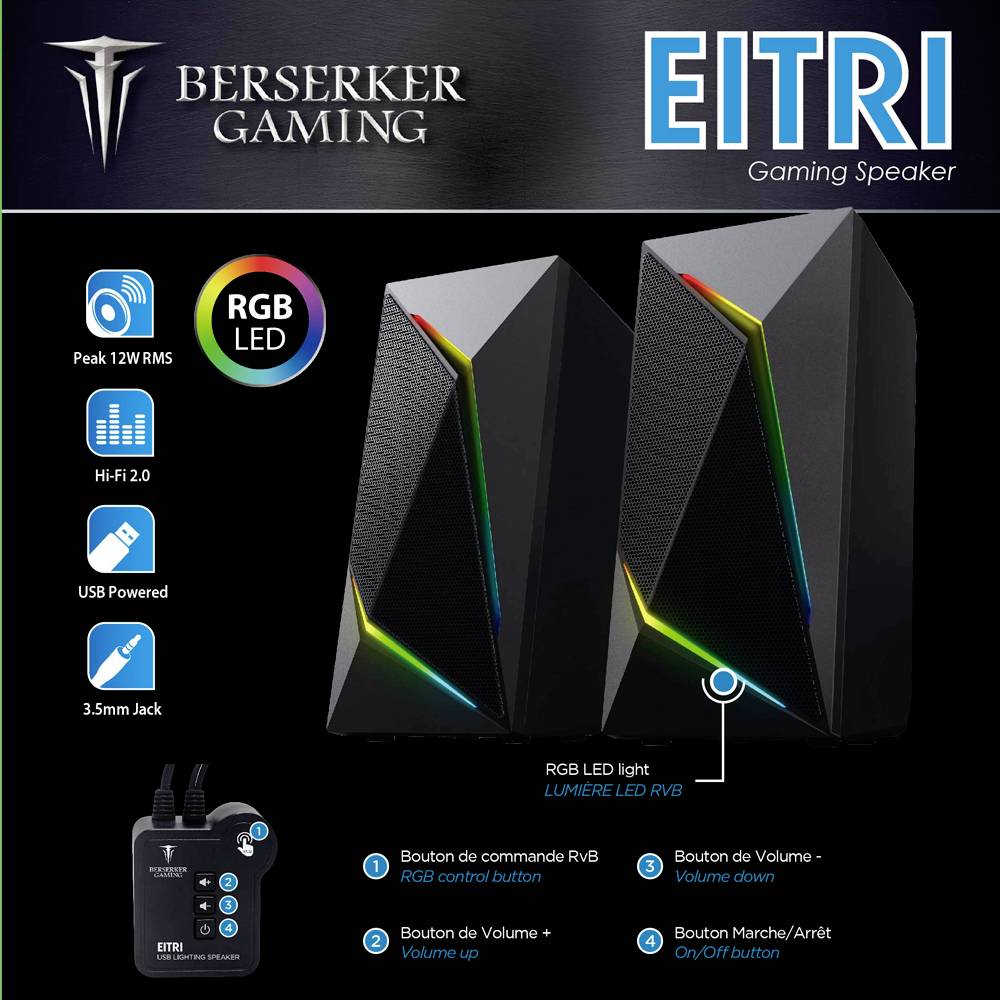 Berserker Gaming Etri 2.0 Enceintes PC filaire 6 W noir-5