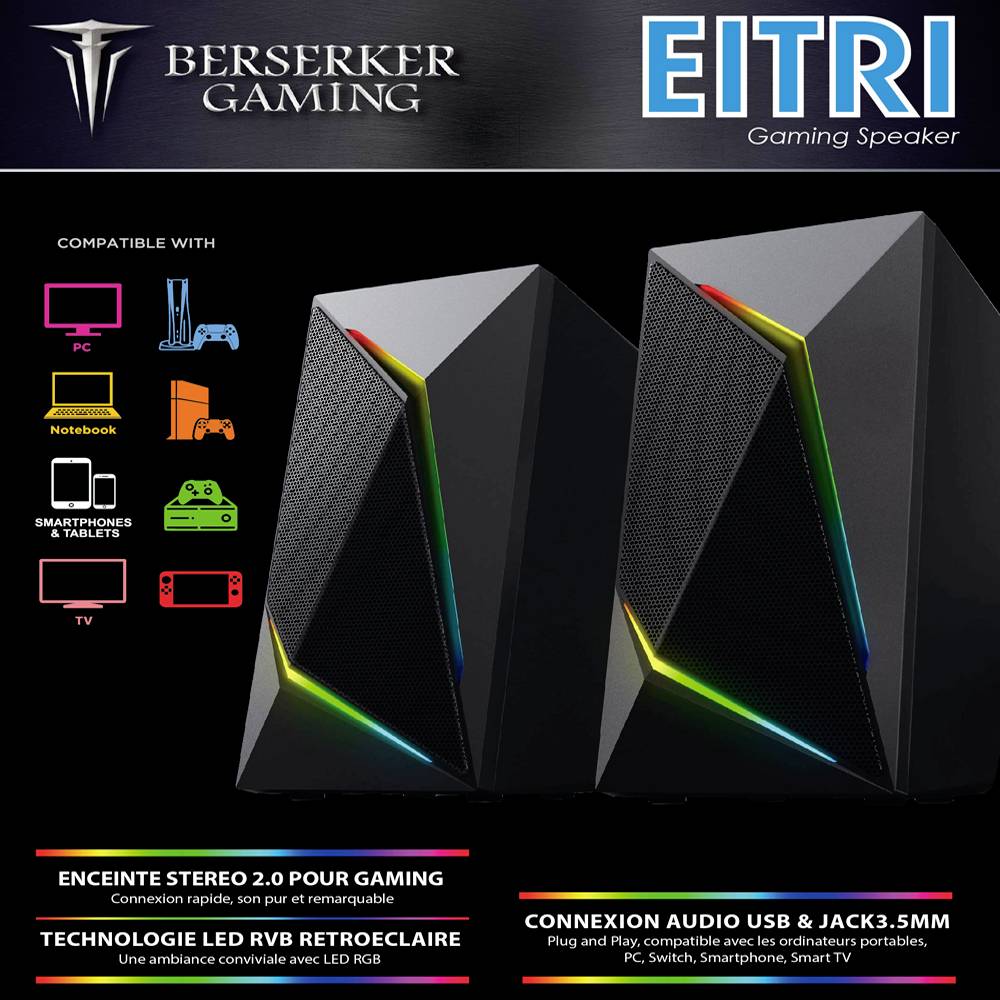 Berserker Gaming Etri 2.0 Enceintes PC filaire 6 W noir-6