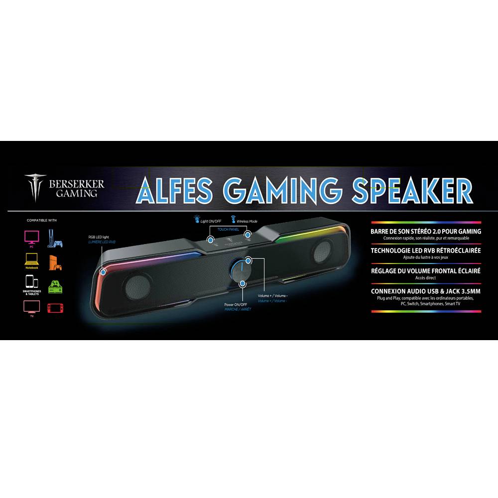 Berserker Gaming Soundbar 2.0 Enceintes PC filaire 6 W noir-7