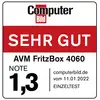 Label de test 'Computer Bild' : 'TRÈS BON', AVM FritzBox 4060, Note 1,3, Test individuel du 11.01.2022, computerbild.de.