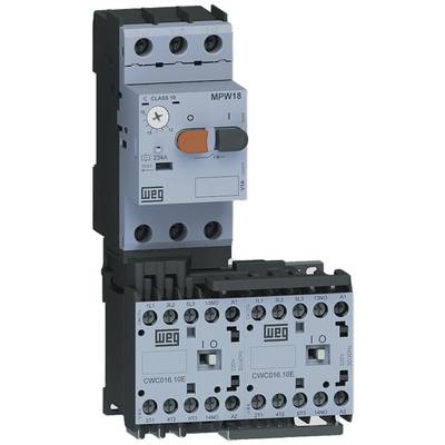 Un contacteur électrique avec une interface de commande comprenant un interrupteur et plusieurs bornes. Numéro de modèle 'MPW18' visible.