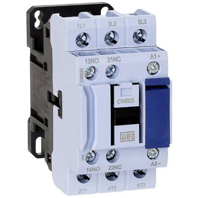 Un contacteur électrique bleu avec plusieurs bornes de connexion et l'étiquette 'WEG'.
