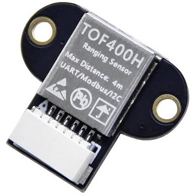 Un capteur de distance TOF400H pour des mesures jusqu'à 4 mètres. Prend en charge les communications UART, Modbus et I2C. Boîtier rectangulaire avec connecteur de raccordement.
