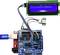 'Kit Arduino avec capteur à ultrasons connecté et écran LCD affichant 'Distance : 300 mm'. Affiche la mesure du capteur en temps réel.'