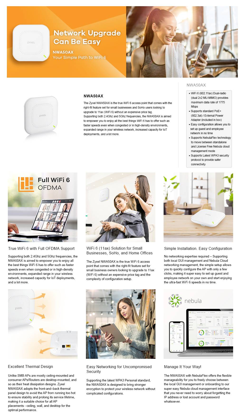 ZyXEL Répéteur Wi-Fi NWA50AX-EU0102F NWA50AX-EU0102F 1.75 GBit/s-13