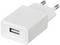 Adaptateur de chargeur USB blanc avec fiche européenne.