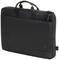 Un sac pour ordinateur portable noir avec deux poignées et une bandoulière amovible, idéal pour transporter un ordinateur portable.