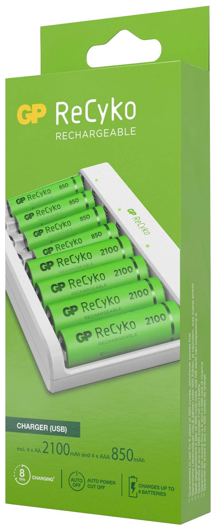 GP E811 Chargeur de piles rondes NiMH LR03 (AAA), LR6 (AA)